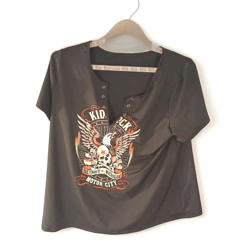 Kid Rock T-Shirt Womens 1X American Eagle Skull Graphic‎ Short Sleeve Black